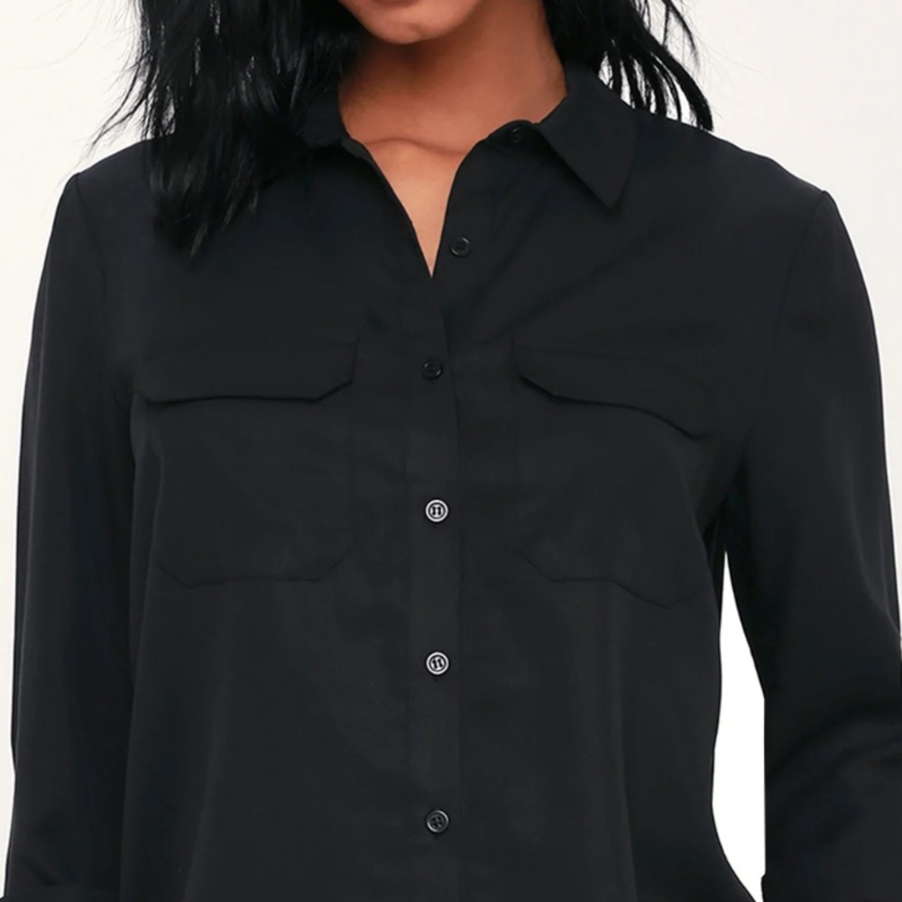 Lulus Lucille Black Long Sleeve Button-Up Top